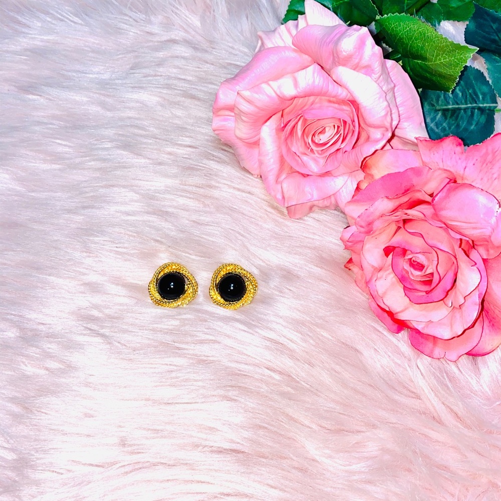 Black & Gold Clip-On Earrings